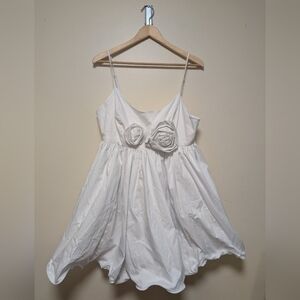 ASOS Luxe White Rosette Bubble Hem Mini Dress – Size US 12